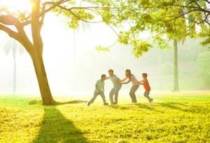 Happy family in the park