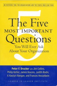 Book cover of The Five Most Important Questions Every Organization Shuld Ask Itself by Peter Drucker