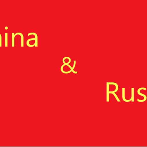 Red rectangle with the words China and Russia