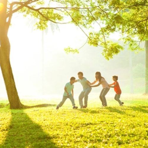 Happy family in the park